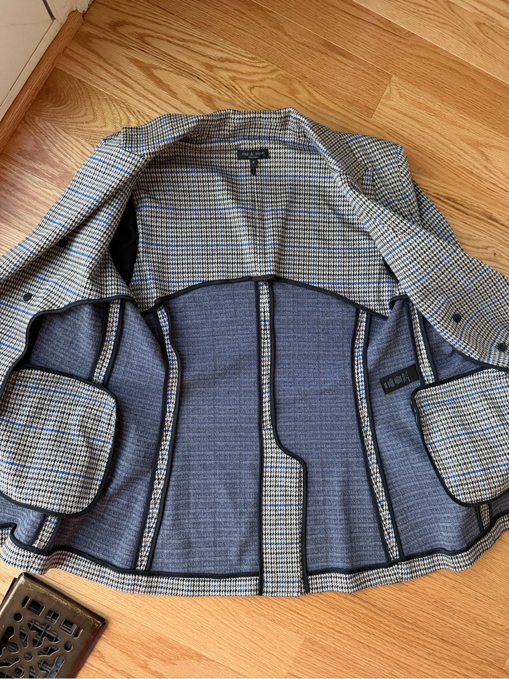 Rag & Bone Preston Blazer Houndstooth Plaid Double Breasted Size 8 - Picture 10 of 15